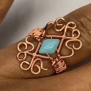 Bohemian Copper and Blue Wire Wrapped Ring